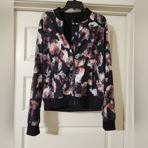 Victoria's sport black floral bomber jacket small